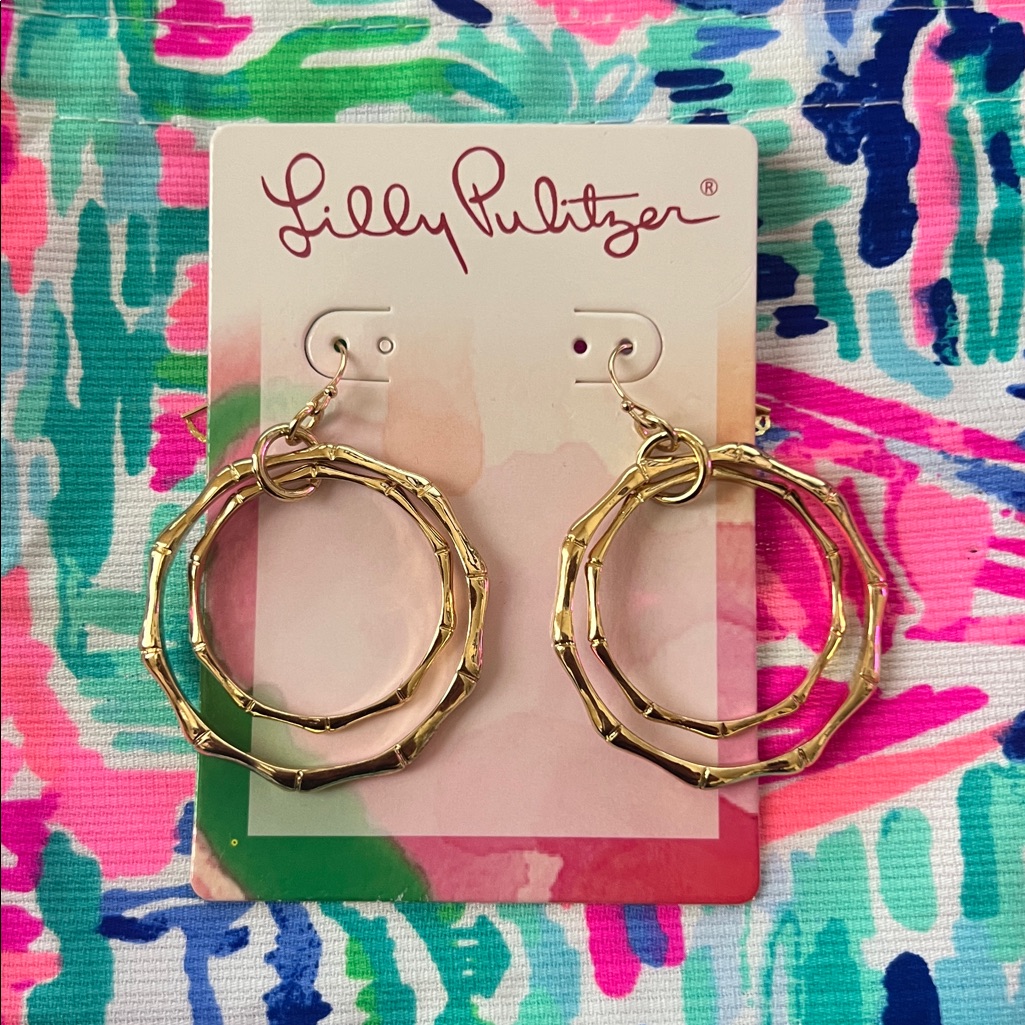 Lilly Pulitzer Bamboo Earrings In Gold Metallic 78 59$